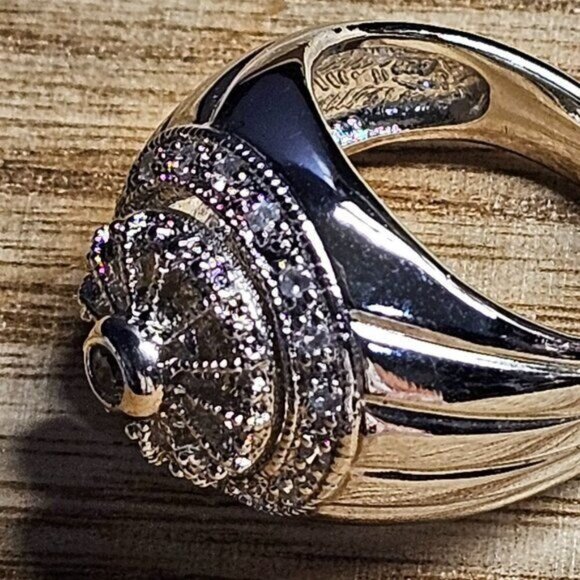 Luxurious Faux Diamond Encrusted Spinner Size 10 Men's Statement Ring - Picture 5 of 6